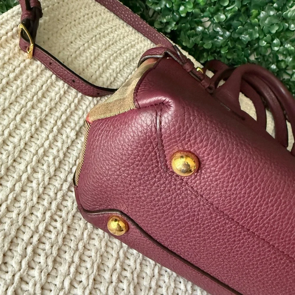 Burberry Crossbody Satchel Leather Bag and Long Zippy Wallet Bundle Authentic - Picture 7 of 16